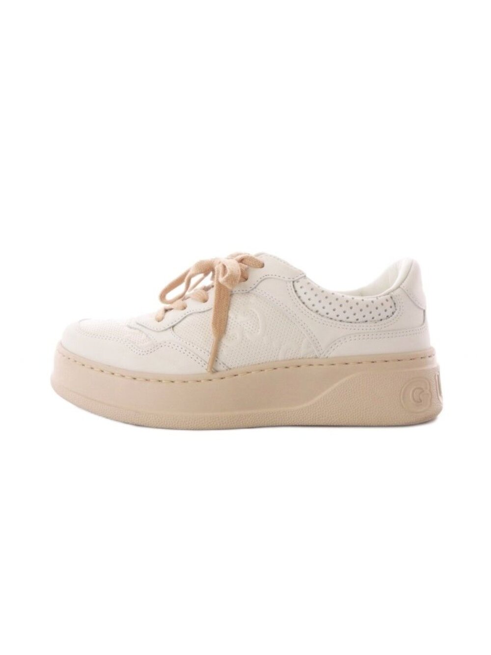 Gucci GG Embossed Chunky Sneakers Platform Leather White Pink